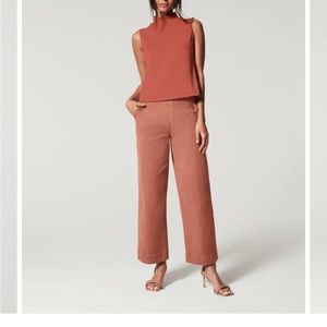 SPANX Stretch Twill Cropped Wide Leg Pant Bronze Glow Petite L